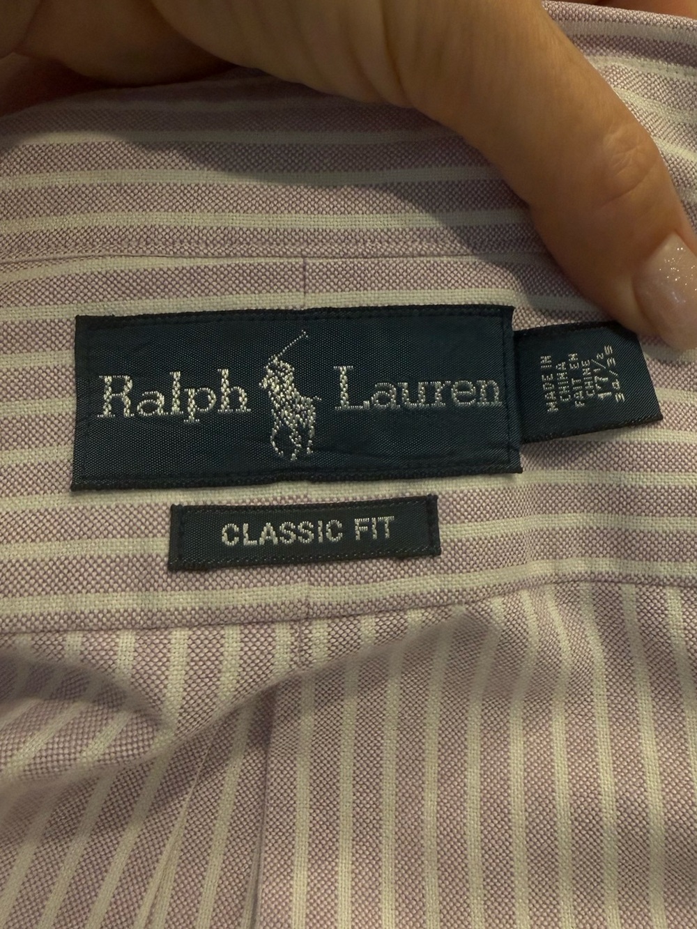 Vintage Ralph Lauren Lavender and White Striped Cotton Button-Up Shirt XL - Picture 8 of 9